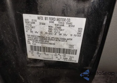 2005 Ford F-150 Fx4/Lariat/Xl/Xlt из США, поврежденный, VIN 1FTPX14505NC08539